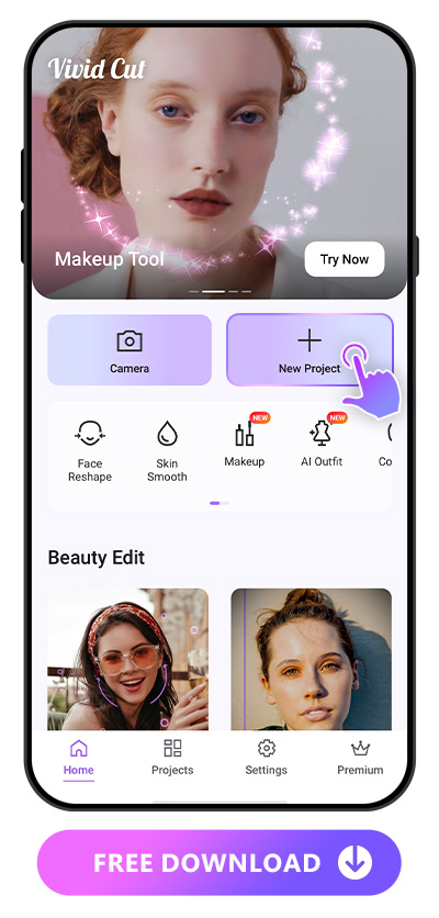 launcher of Vivid Glam and highlight + New Project